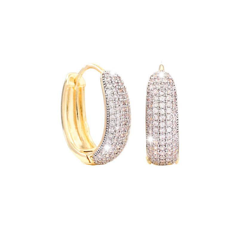 Geometric Gold Clip Earrings For Women In Electroplated Copper Material