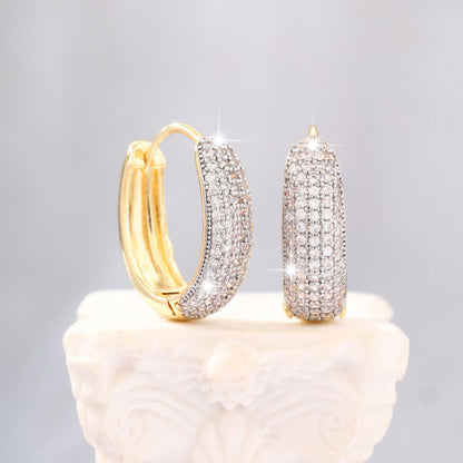 Geometric Gold Clip Earrings For Women In Electroplated Copper Material