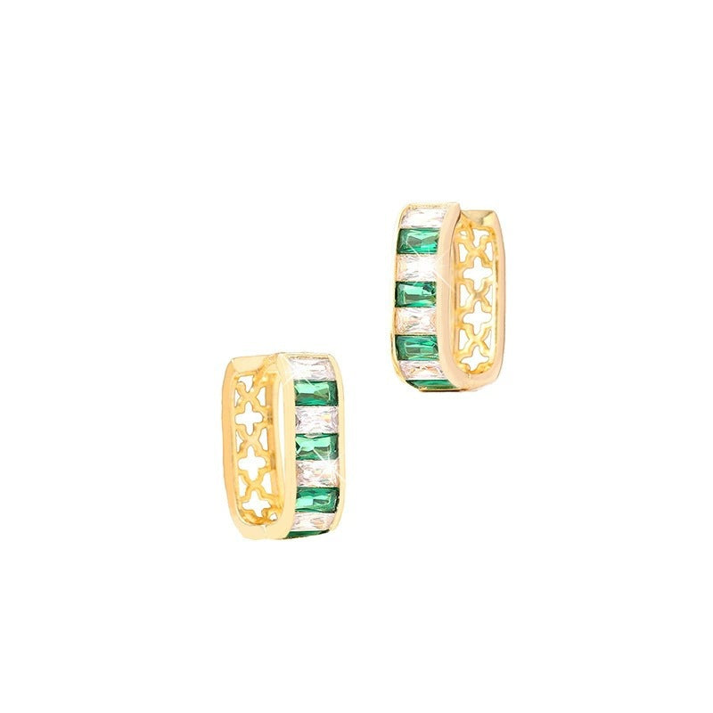 Three-dimensional Geometric Earrings For Women With Copper Ear Pins And Zircon Inlay