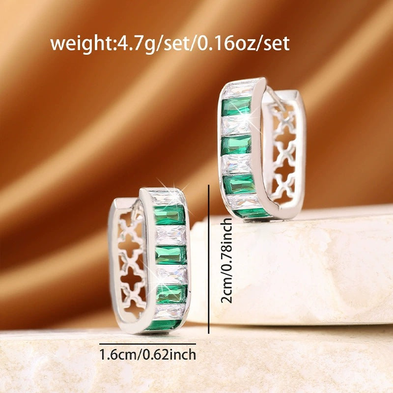 Three-dimensional Geometric Earrings For Women With Copper Ear Pins And Zircon Inlay
