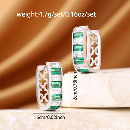 Three-dimensional Geometric Earrings For Women With Copper Ear Pins And Zircon Inlay