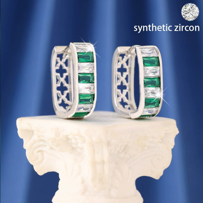 Three-dimensional Geometric Earrings For Women With Copper Ear Pins And Zircon Inlay