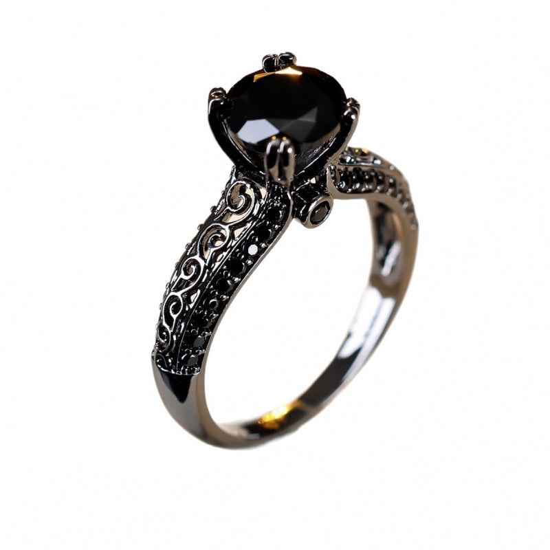 Retro Style Copper Ring For Women With Zircon Inlay, Elegant And Vintage Design