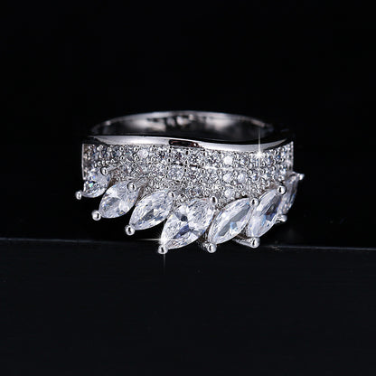 Geometric Rings For Women In White, Copper Material With Real Gold Electroplated Finish