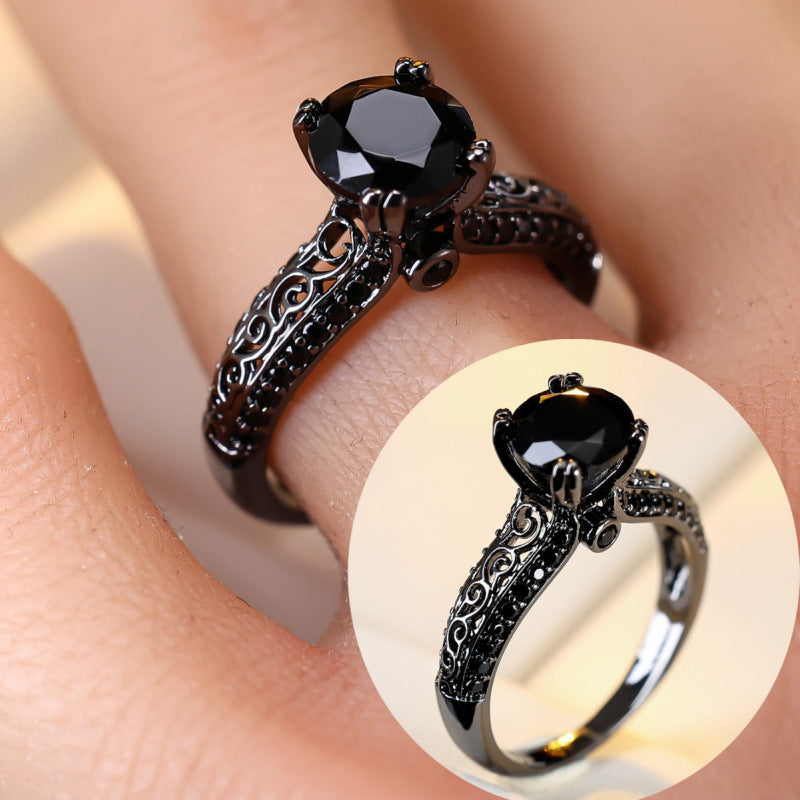 Retro Style Copper Ring For Women With Zircon Inlay, Elegant And Vintage Design