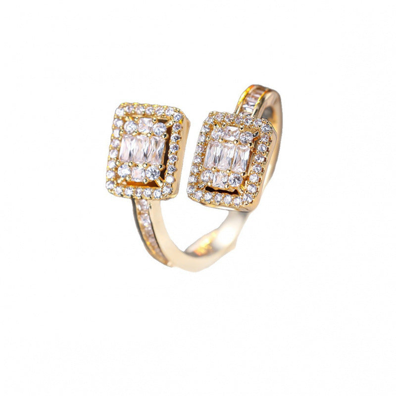 Elaborate Geometric Open Copper Ring For Women In Sweet Style, 1 Piece