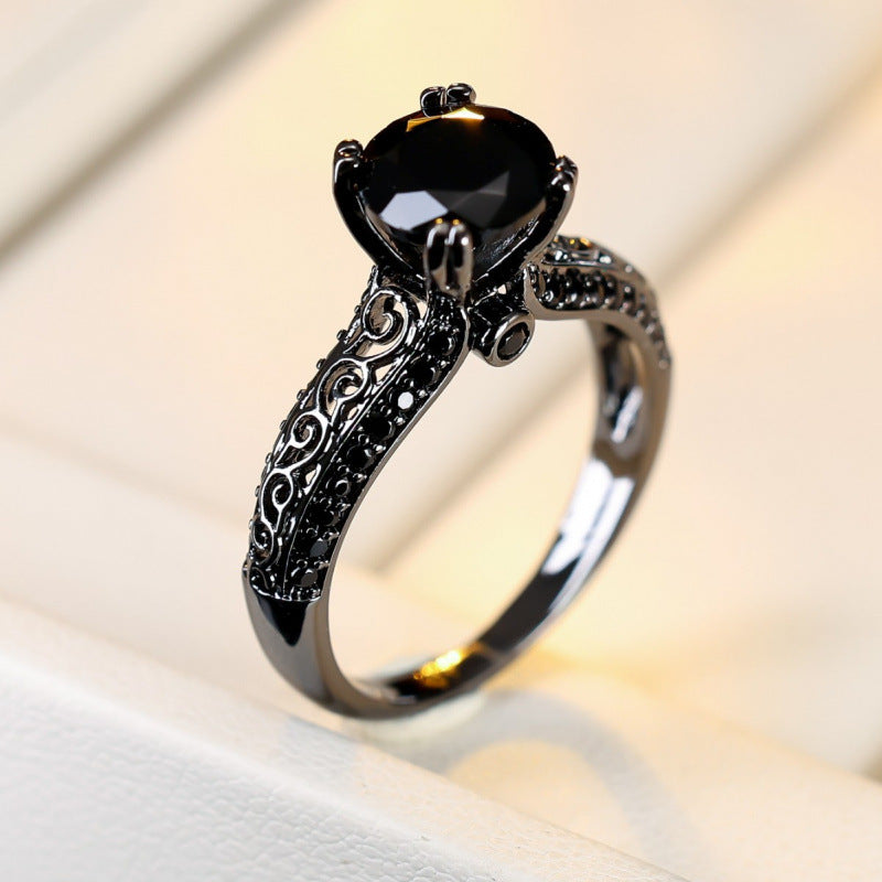 Retro Style Copper Ring For Women With Zircon Inlay, Elegant And Vintage Design