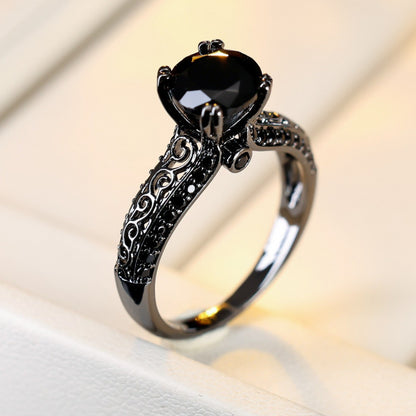Retro Style Copper Ring For Women With Zircon Inlay, Elegant And Vintage Design