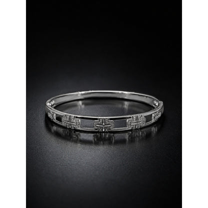 Elegant Geometric Bangle With Zircon Inlay, Electroplated Copper Design