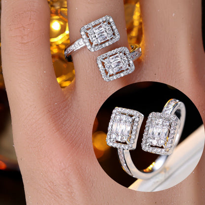 Elaborate Geometric Open Copper Ring For Women In Sweet Style, 1 Piece