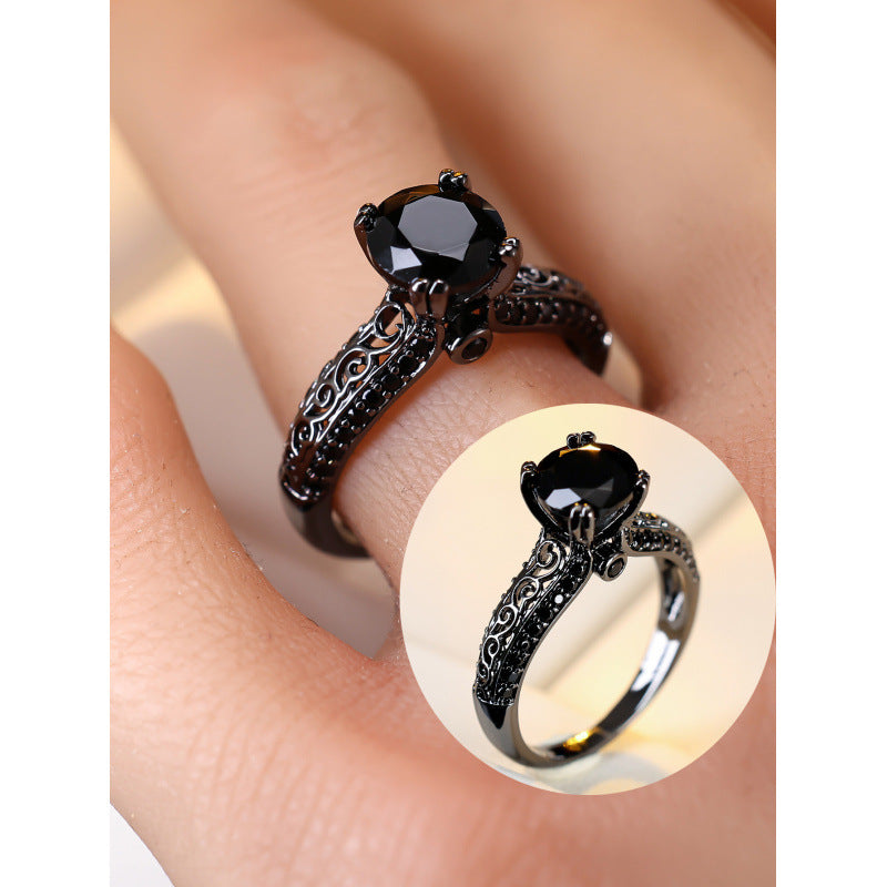 Retro Style Copper Ring For Women With Zircon Inlay, Elegant And Vintage Design