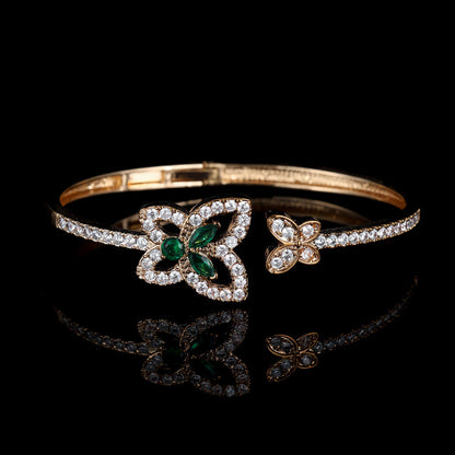 Retro Asymmetrical Butterfly Bangle In Gold Electroplated Copper