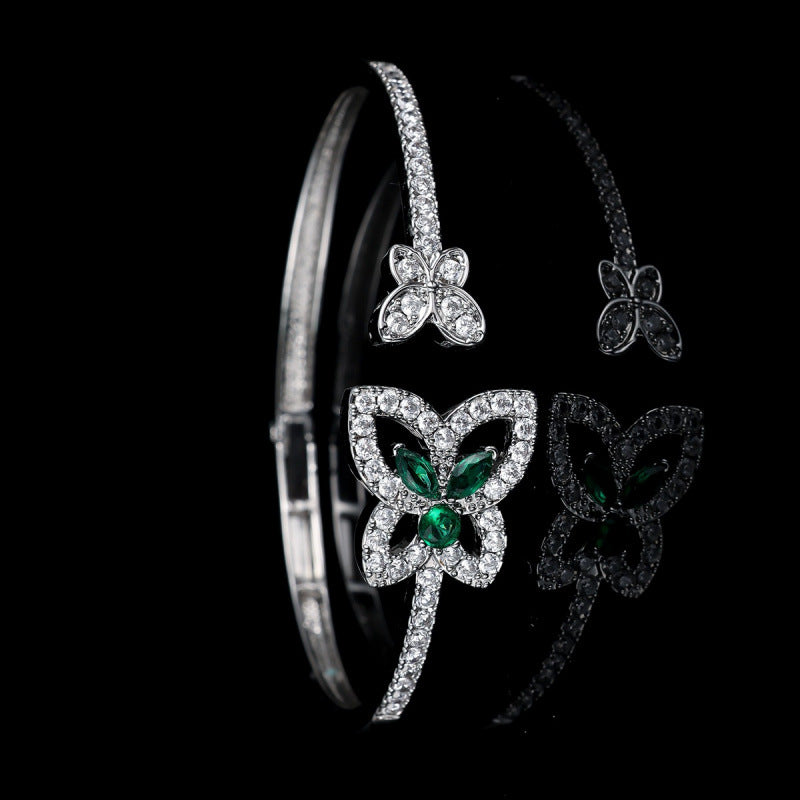 Retro Asymmetrical Butterfly Bangle In Gold Electroplated Copper