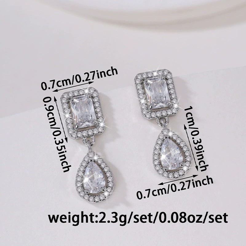 Elaborate Geometric Earrings For Women Featuring Copper Studs And Zircon Inlay