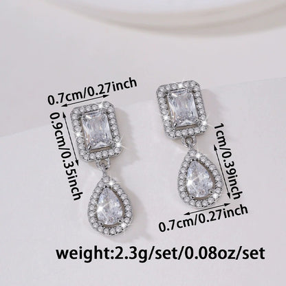 Elaborate Geometric Earrings For Women Featuring Copper Studs And Zircon Inlay