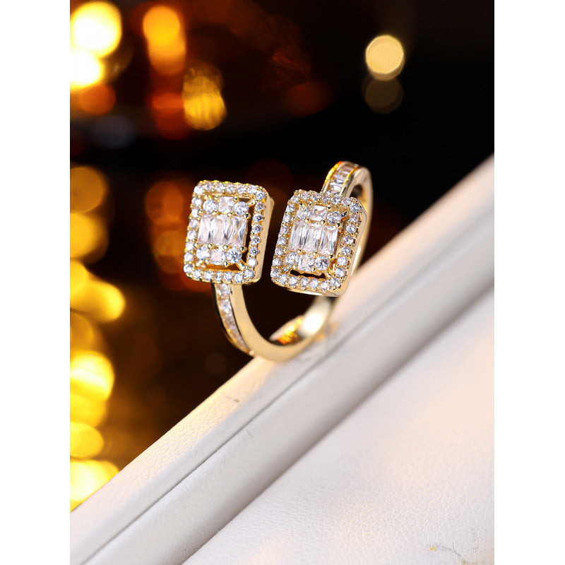 Elaborate Geometric Open Copper Ring For Women In Sweet Style, 1 Piece