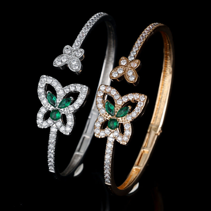 Retro Asymmetrical Butterfly Bangle In Gold Electroplated Copper