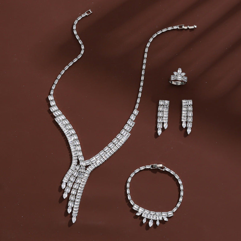 Retro Tassel Jewelry Set For Women Featuring Copper Craft With Zircon Inlay