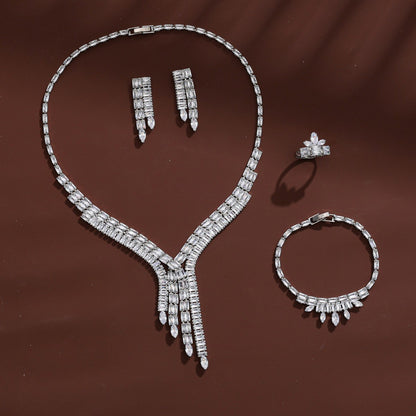 Retro Tassel Jewelry Set For Women Featuring Copper Craft With Zircon Inlay