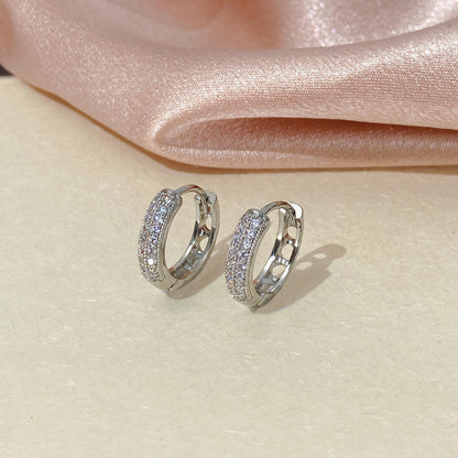 Elaborate Geometric Copper Clip Earrings With Zircon Inlay, Luxurious Style For Women