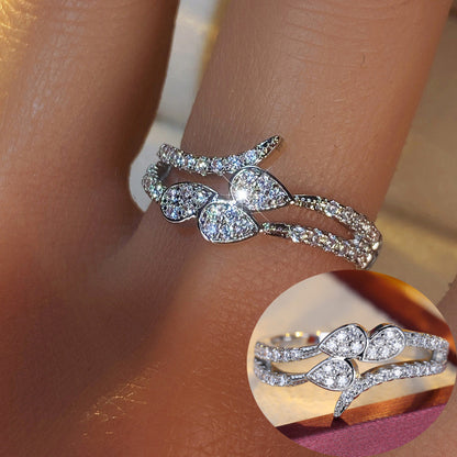 Water Droplets Copper Ring For Women In Simple Style With Zircon Inlay, Available In Gold