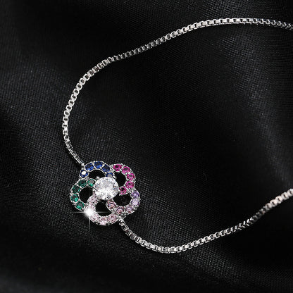 Flowers Bracelet For Women In Copper With Electroplated Gold Plating And Zircon Inlay