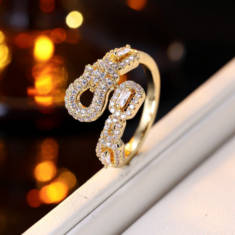 Heart Shape Open Ring For Women In Simple Style, Electroplated Copper With Gold Plating
