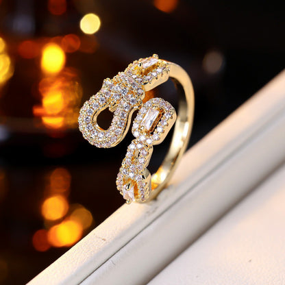 Heart Shape Open Ring For Women In Simple Style, Electroplated Copper With Gold Plating
