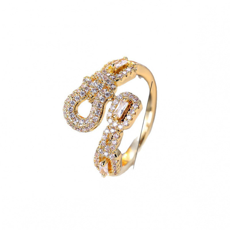 Heart Shape Open Ring For Women In Simple Style, Electroplated Copper With Gold Plating