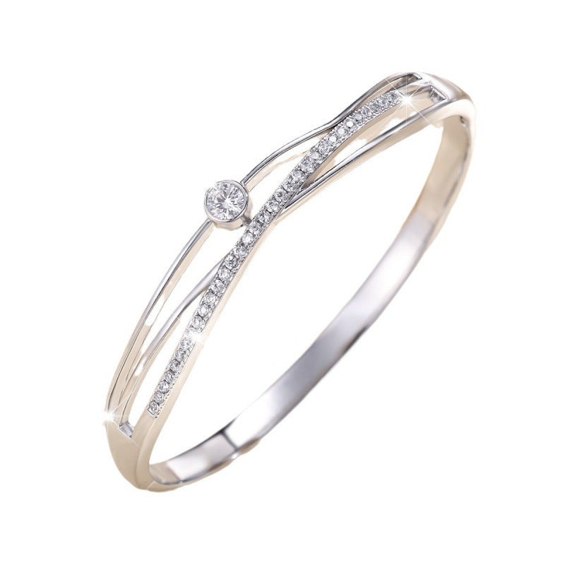 Women’s Copper Bangle With Zircon Inlay In Gold