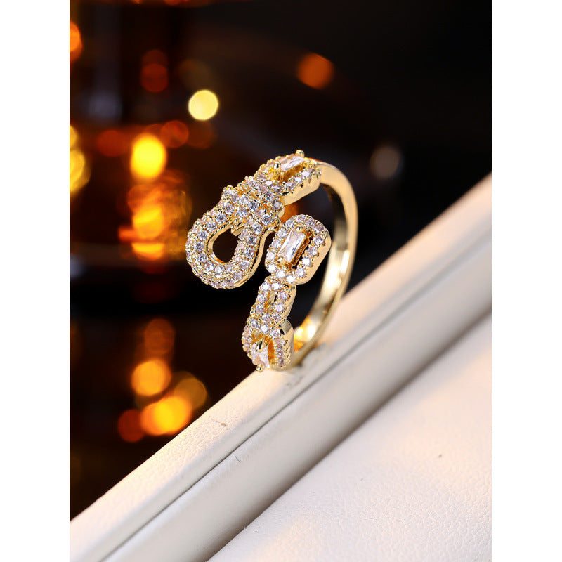 Heart Shape Open Ring For Women In Simple Style, Electroplated Copper With Gold Plating