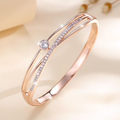 Women’s Copper Bangle With Zircon Inlay In Gold
