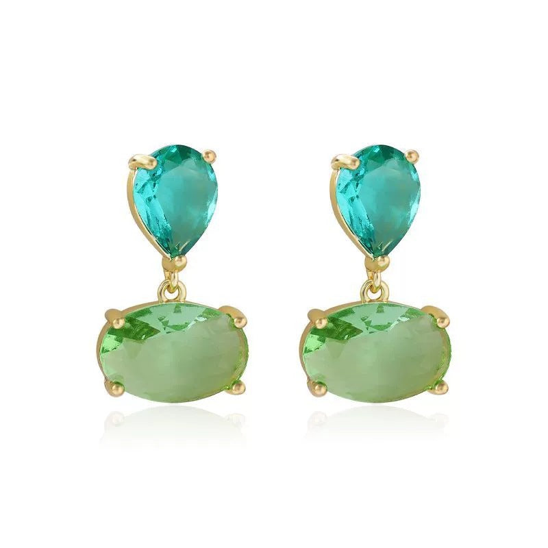 Water Droplets Stud Earrings For Unisex Featuring Electroplated Finish And Copper Posts In