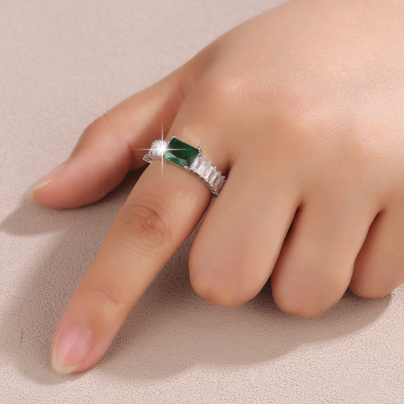 Geometric Open Rings For Women In Simple Style, Copper Material With Zircon Inlay, Available In Gold