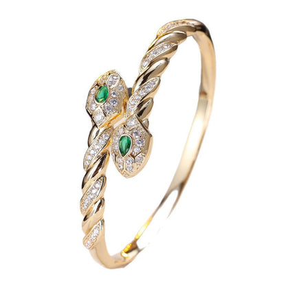Exaggerated Waves Elaborate Copper Bangle For Women With Electroplated Gold Plating