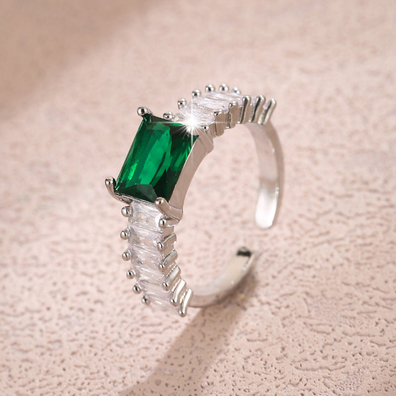 Geometric Open Rings For Women In Simple Style, Copper Material With Zircon Inlay, Available In Gold