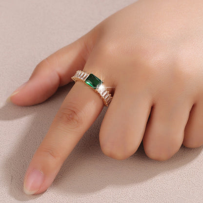 Geometric Open Rings For Women In Simple Style, Copper Material With Zircon Inlay, Available In Gold