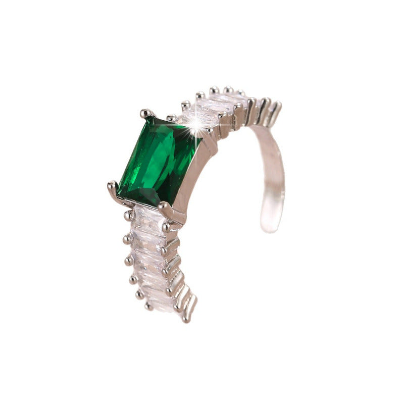 Geometric Open Rings For Women In Simple Style, Copper Material With Zircon Inlay, Available In Gold