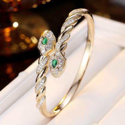 Exaggerated Waves Elaborate Copper Bangle For Women With Electroplated Gold Plating
