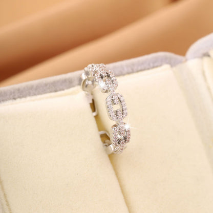 Unisex Letter Pattern Ring In Electroplated Copper With Zircon Inlay, Ideal For Summer Wear