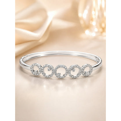 Simple Style Circle Inlay Bangle For Women, Electroplated Copper With Zircon Inlay