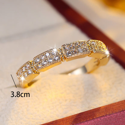 Women’s Star Copper Ring With Zircon Inlay In Gold, Elegant And Stylish Jewelry Accessory