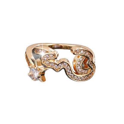 Women’s Open Star Ring In Gold Electroplated Copper With Zircon Inlay