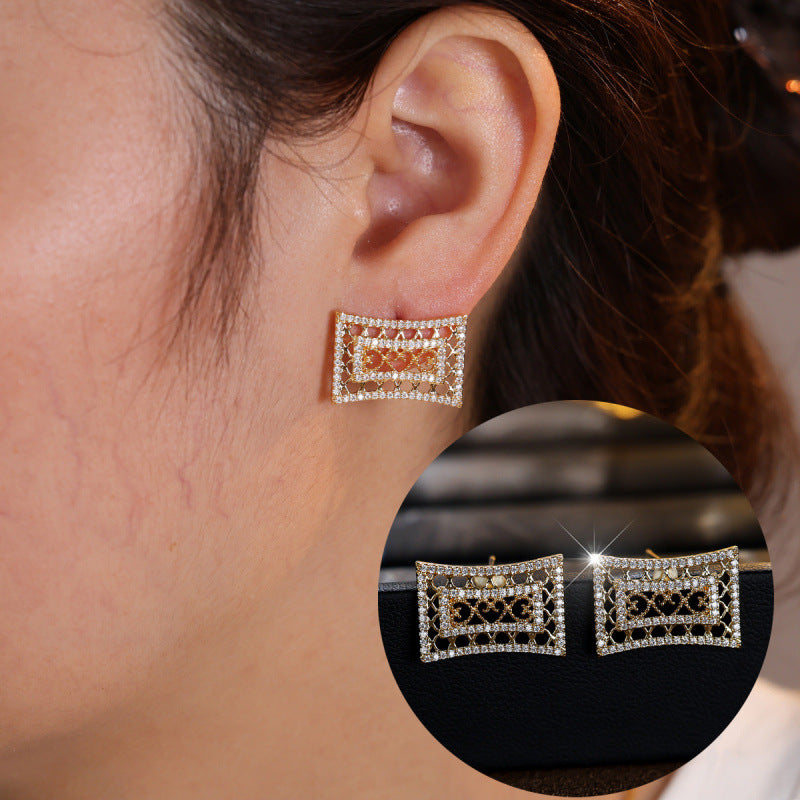 Star Jewelry Set For Women In Gold Brass With Zircon Inlay, 1 Set
