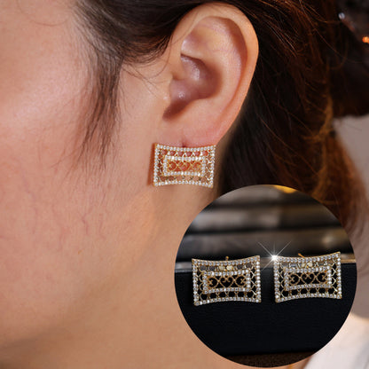 Star Jewelry Set For Women In Gold Brass With Zircon Inlay, 1 Set