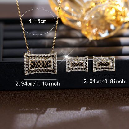 Star Jewelry Set For Women In Gold Brass With Zircon Inlay, 1 Set
