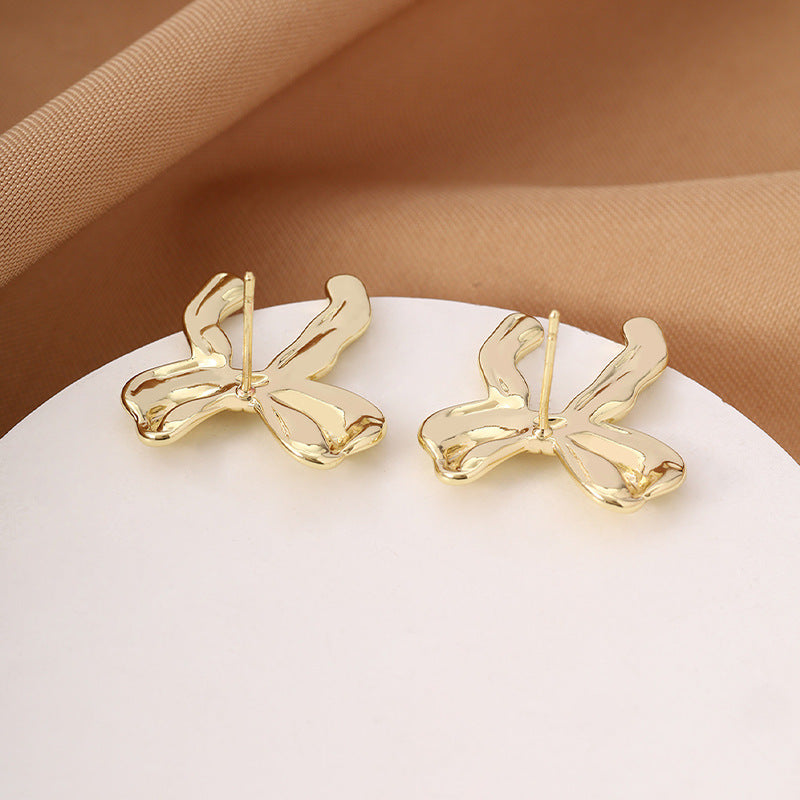 Butterfly Stud Earrings For Women, 1 Set, Made Of Copper, Featuring Sweet Style