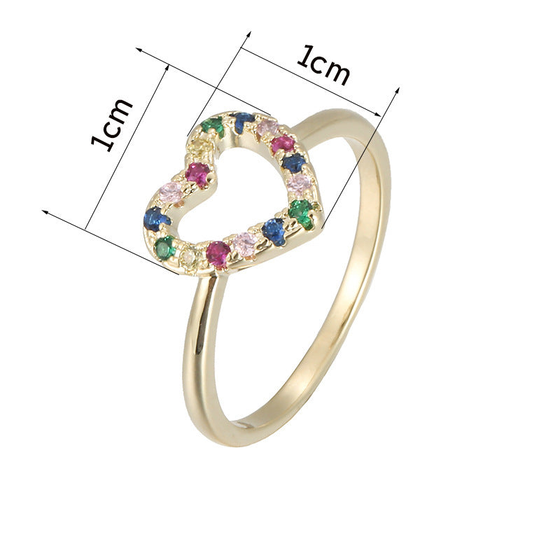 Heart Shape Ring For Women In Simple Style, Copper Material With Electroplated Gold Plating And Zircon Inlay