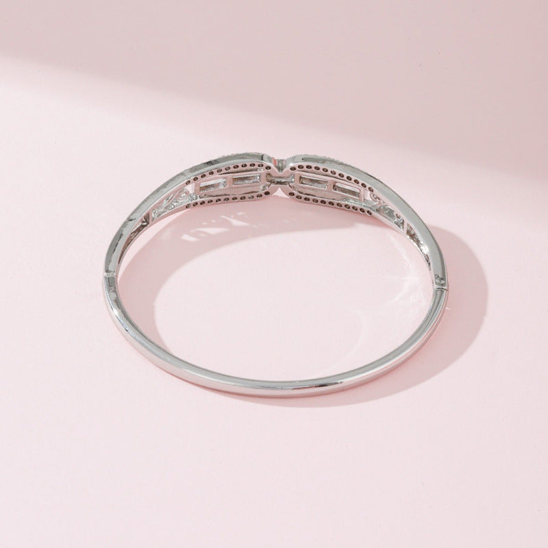 Women's Copper Bangle With Zircon Inlay, Electroplated Gold Plating
