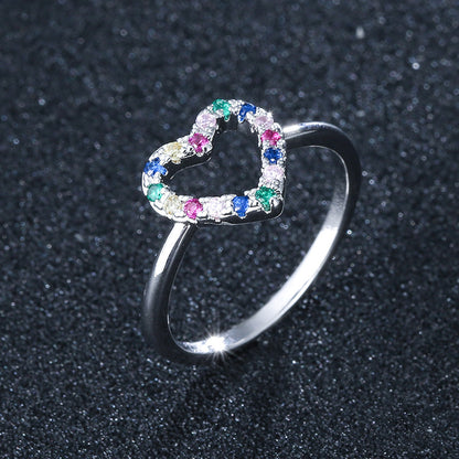 Heart Shape Ring For Women In Simple Style, Copper Material With Electroplated Gold Plating And Zircon Inlay